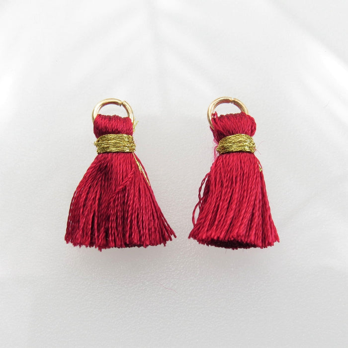 26mm Red Tassels with Gold Tone Jumpring Link/Earring Components - Qty 10 (TAS10) - Beads and Babble