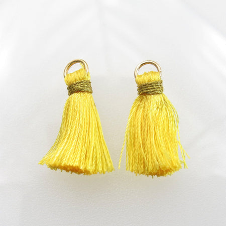 26mm Yellow Tassels with Gold Tone Jumpring Link/Earring Components - Qty 10 (TAS14) - Beads and Babble