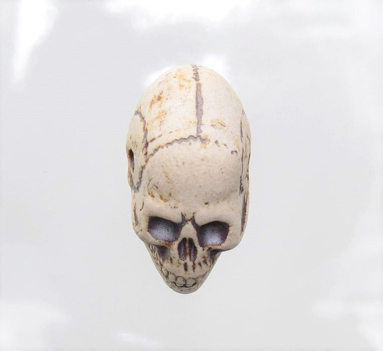 26x15mm Handcrafted Peruvian High Fire Ceramic Skull Design Focal/Pendant/Essential Oil Diffuser Bead (PCP13) - Beads and Babble