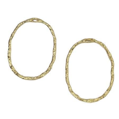 29x22x1.5mm Raw Unplated Brass Hammer Textured Oval Jewelry Components - Qty 2 (UPB10) - Beads and Babble