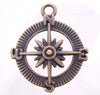 29x25mm Antique Copper Alloy Metal Compass Charm/Pendant - Qty 4 (MB316) - Beads and Babble