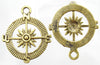 29x25mm Antique Gold Alloy Metal Compass Charm/Pendant - Qty 4 (MB315) - Beads and Babble