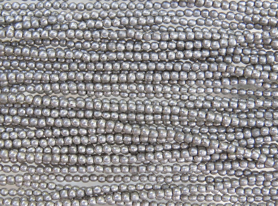 2mm (0.5mm hole) Silver Finish Solid Brass Metal Round Beads - 24 Inch Strand (BS593) - Beads and Babble
