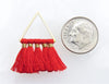 30mm Light Red Tassels with Brass Triangle Links/Earring Components - Qty 2 (BRTAS08) - Beads and Babble