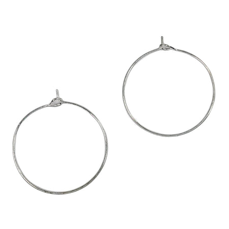 30mm Silver Plated Alloy Hoop Ear Wires - Qty 12 (FIND08) - Beads and Babble