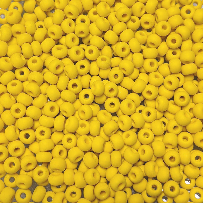 32/0 Matte Opaque Yellow Czech Glass Seed Beads 20 Grams (32CS107) - Beads and Babble
