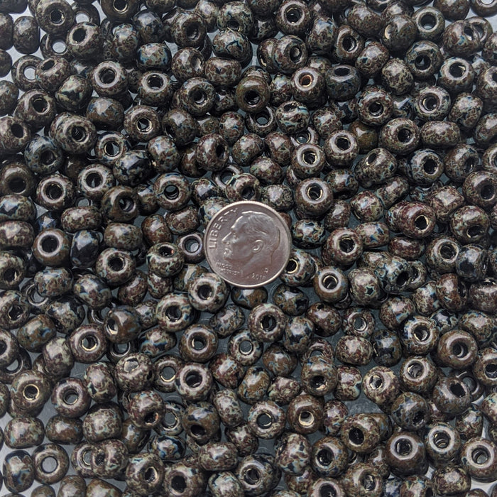 32/0 Opaque Dark Chocolate Picasso Czech Glass Seed Beads 20 Grams (32CS126) - Beads and Babble