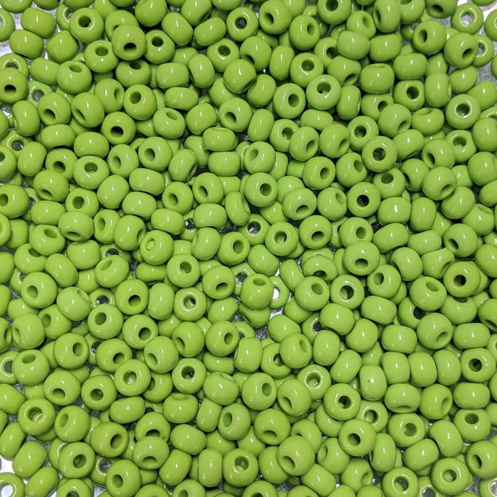 32/0 Opaque Lime Green Czech Glass Seed Beads 20 Grams (32CS112) - Beads and Babble