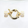 32x19mm Gold Plated Brass Cubic Zirconia Accented 5mm Cord End Spring Clasp (FS60) - Beads and Babble