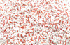 33/0 Opaque White and Red Striped Czech Glass Seed Beads 20 Grams (33CS108) - Beads and Babble