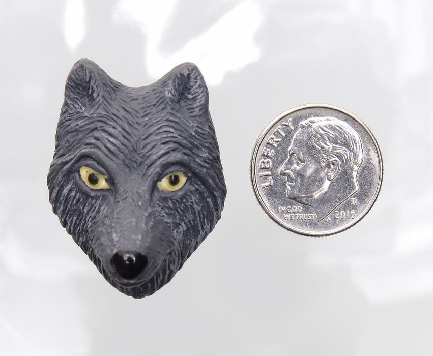 33x25mm Handcrafted Peruvian Ceramic Gray Wolf Head Focal/Pendant Bead (PCP08) - Beads and Babble