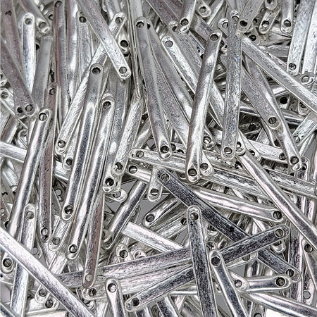 33x3x1mm Antique Silverd Finish Alloy Metal Connector Bar Links - Qty 10 (MB389) - Beads and Babble
