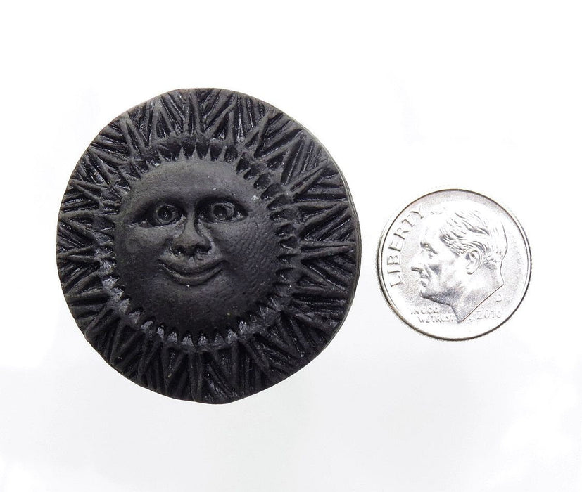 34mm Handcrafted Peruvian Black Ceramic Sun Face Design Focal/Pendant Bead (PCP01) - Beads and Babble