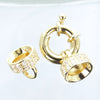 34x19mm Gold Plated Brass Cubic Zirconia Accented 8mm Cord End Spring Clasp (FS62) - Beads and Babble