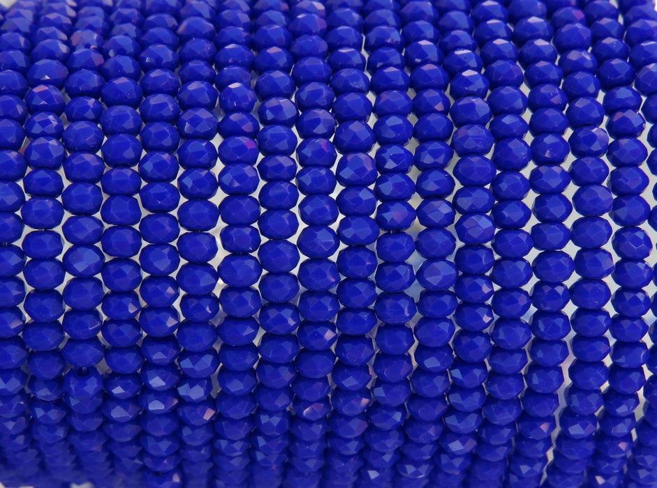 3.5x2.5mm Faceted Opaque Dark Blue Chinese Crystal Rondelle Beads 6 Inch Strand (35CCS1) - Beads and Babble