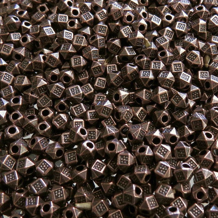 3.5x3mm Faceted Antique Copper Alloy Metal Cube Spacer Beads - Qty 50 (MB166) - Beads and Babble