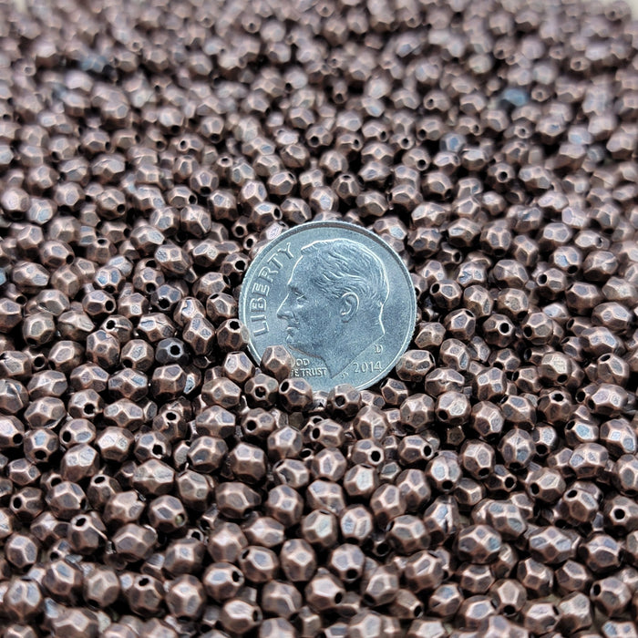 3.5x3mm Faceted Antique Copper Bicone Alloy Metal Spacer Beads - Qty 100 (MB381) - Beads and Babble