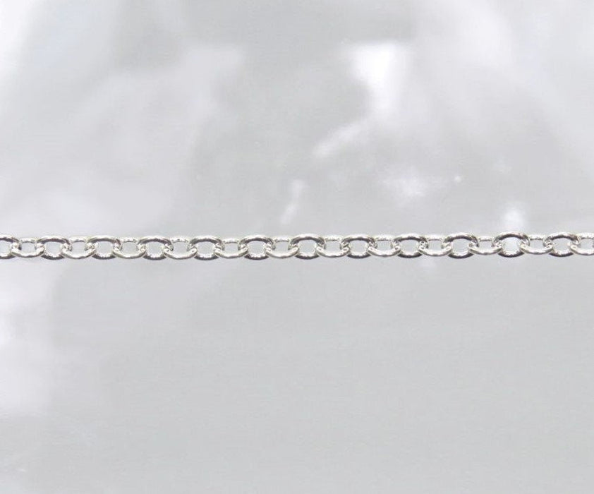 3.5x3x0.50mm Silver Finish on Brass Flat Cable Chain - Sold by the Foot - (CHM14A) - Beads and Babble
