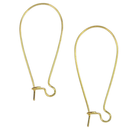 36mm Gold Plated Alloy Kidney Ear Wires - Qty 12 (FIND19) - Beads and Babble