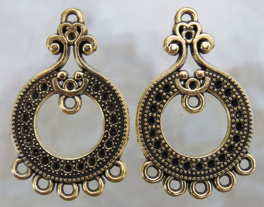 36x22x2mm Antique Gold Alloy Metal Earring Components or Pendants - Qty 2 (MB279) - Beads and Babble