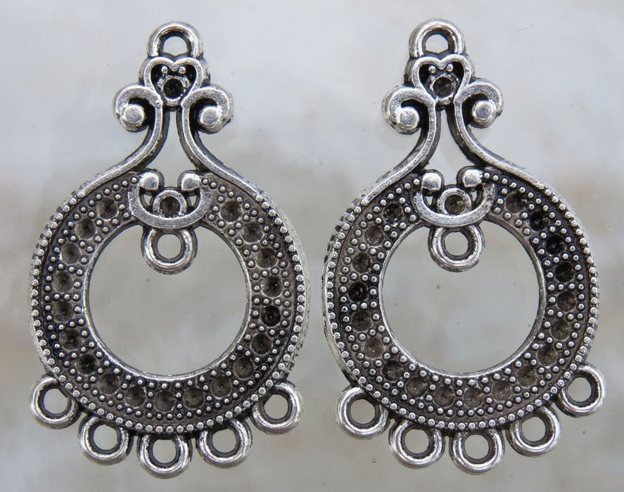 36x22x2mm Antique Silver Alloy Metal Earring Components or Pendants - Qty 2 (MB278) - Beads and Babble