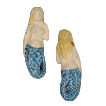 38x14mm Peruvian Ceramic Blonde Hair Mermaid Focal/Pendant Bead (PCP29) - Beads and Babble