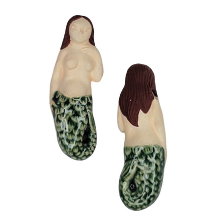 38x14mm Peruvian Ceramic Red Hair Mermaid Focal/Pendant Bead (PCP30) - Beads and Babble