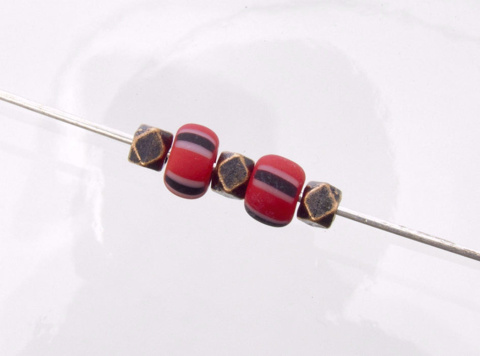 3x2.5mm Faceted Antique Copper Alloy Metal Cornless Cube Spacer Beads - Qty 50 - Qty 50 (MB21) - Beads and Babble