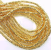 3x2mm Faceted Electroplate Metallic Gold Non-Magnetic Synthetic Hematite Rondelle Beads - Qty 208 Beads/15 Inch Strand (GEM02) - Beads and Babble