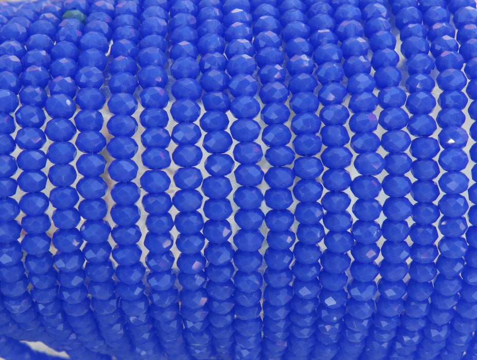 3x2mm Faceted Opaque Medium Blue Chinese Crystal Rondelle Beads 7 & 1/2 Inch Strand (3CCS2) - Beads and Babble