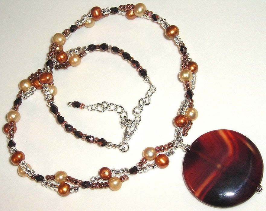 40x8mm Handcrafted Natural Banded Agate Gemstone Pendant (PEND60) - Beads and BabbleLoose Stones