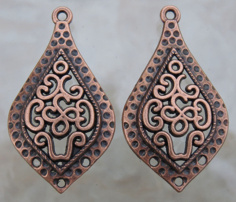 41x23x4mm Antique Copper Base Metal Earring Components or Pendants (G236) - Beads and Babble
