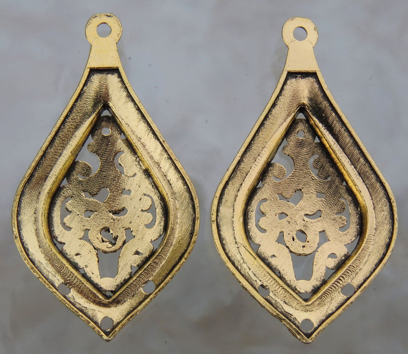 41x23x4mm Antique Gold Alloy Metal Earring Components or Pendants (G235) - Beads and Babble