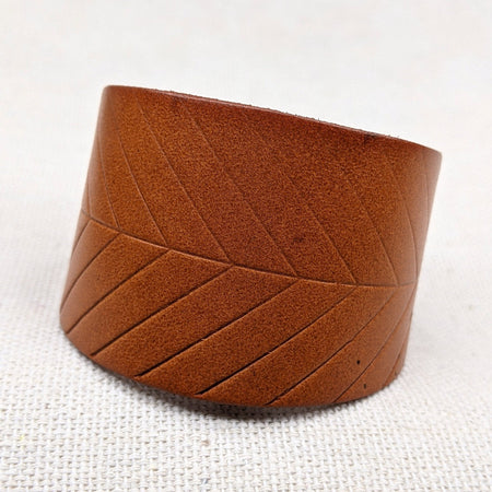 43mm Soft Pliable Light Brown Flat Leather Cuff Bracelet with attached Snap Clasp - Qty 1 (LC07) - Beads and Babble