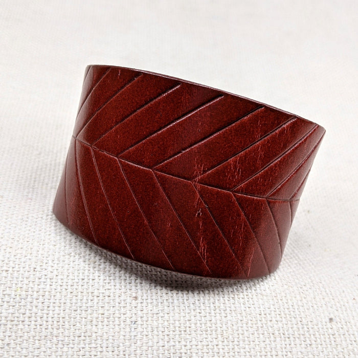 43mm Soft Pliable Mahogany Flat Leather Cuff Bracelet with attached Snap Clasp - Qty 1 (LC06) - Beads and Babble