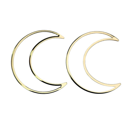 49x40x1mm 18K Gold Plated Brass Crescent Moon Necklace Pendant Earring Components - Qty 2 (FIND32) - Beads and BabbleJewelry Findings