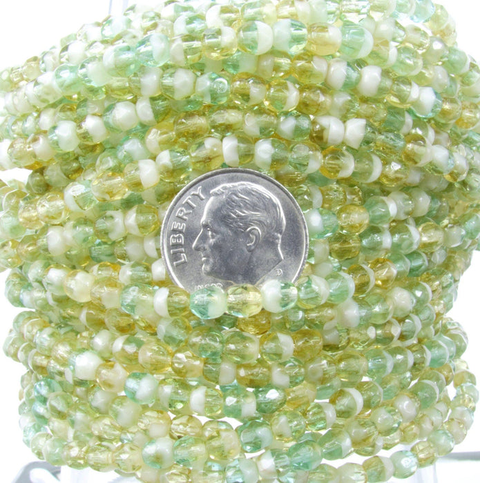 4mm Faceted 3 Tone Coconut Grove Firepolish Czech Glass Beads - Qty 50 (DW17) - Beads and Babble