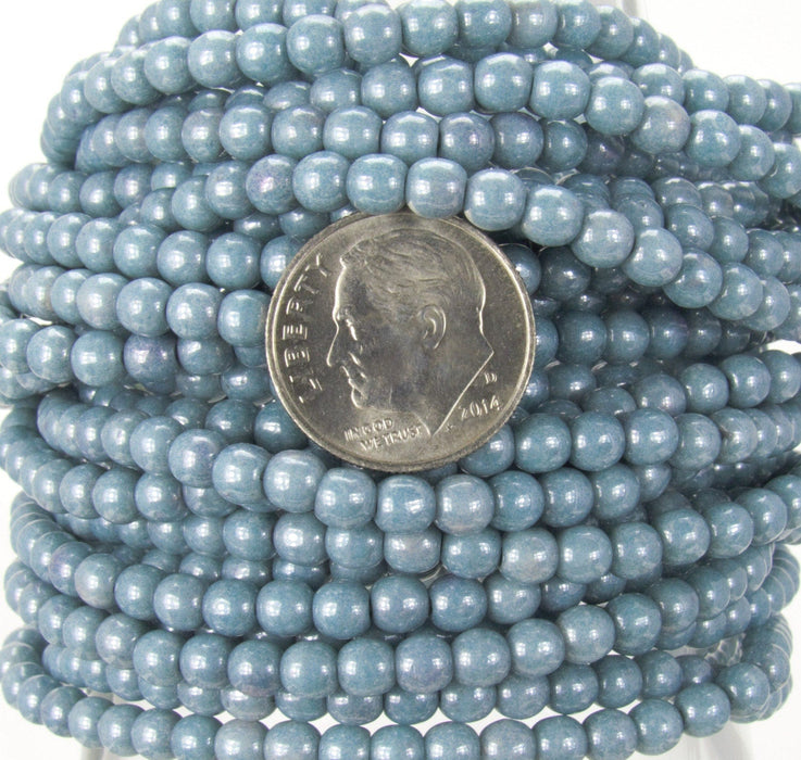 4mm Opaque Blue Pearl Luster Czech Glass Round Beads - Qty 50 (XAW16) - Beads and Babble