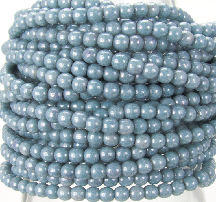 4mm Opaque Blue Pearl Luster Czech Glass Round Beads - Qty 50 (XAW16) - Beads and Babble