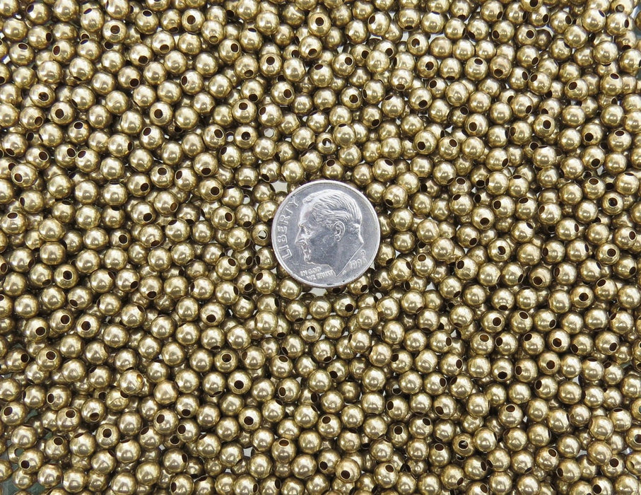 4mm Unplated Brass Metal Round Beads - Qty 50 (MB112) - Beads and Babble