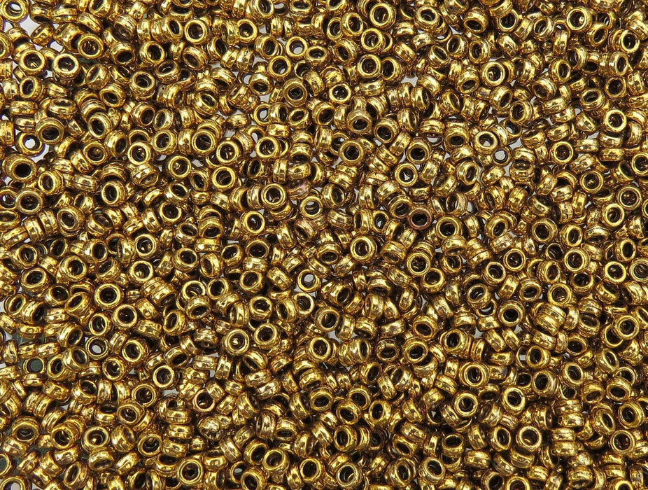 4x2mm Antique Gold Alloy Metal Smooth Rondell Spacer Beads - Qty 50 (MB101) - Beads and Babble