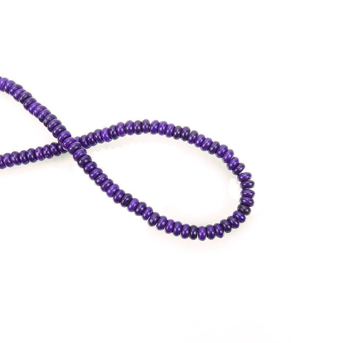 4x2mm Dyed Synthetic Stabilized Purple Turquoise Rondell Beads - 15 Inch Strand (BS756) - Beads and Babble
