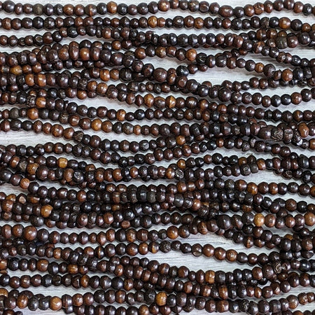 4x3mm Dark Brown Water Buffalo Bone Rondelle Beads - 15 Inch Stand (AW36) - Beads and Babble