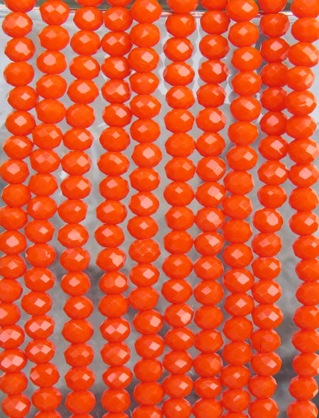 4x3mm Faceted Opaque Orange Chinese Crystal Rondell Beads 9 Inch Strand (4CCS12) - Beads and Babble