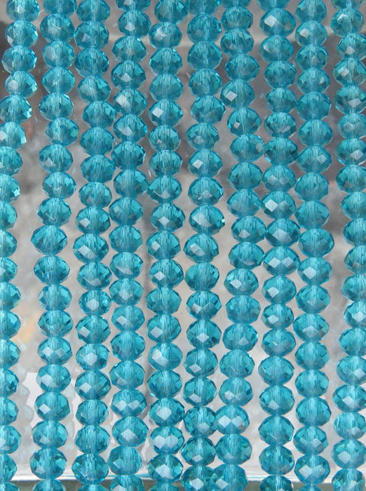 4x3mm Faceted Transparent Dark Aqua Chinese Crystal Rondell Beads 9 Inch Strand (4CCS24) - Beads and Babble