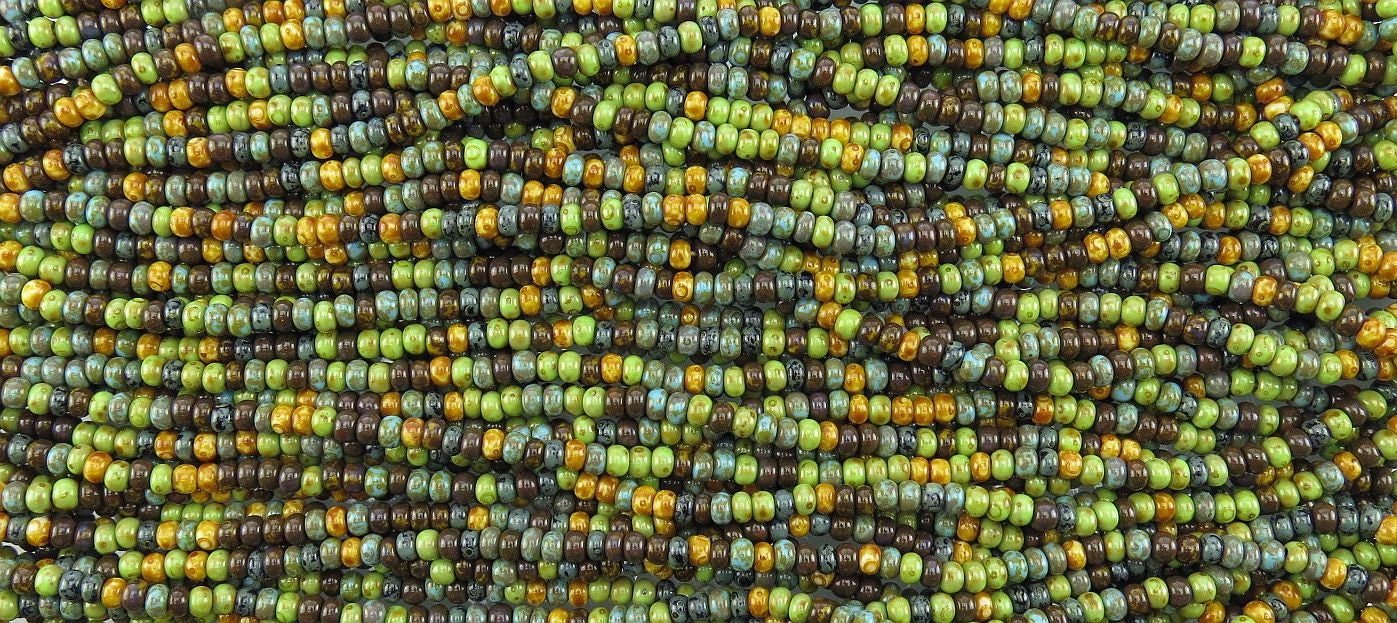 5/0 Aged Opaque BOHO Picasso Mix Czech Glass Seed Beads - 20 Inch Strand (BW74) - Beads and Babble