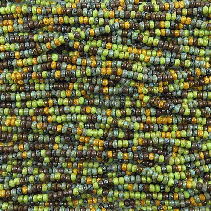 5/0 Aged Opaque BOHO Picasso Mix Czech Glass Seed Beads - 20 Inch Strand (BW74) - Beads and Babble