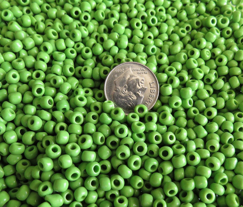 5/0 Opaque Light Green Vintage Italian Murano Glass Seed Beads - 20 Grams (5CS12) - Beads and Babble