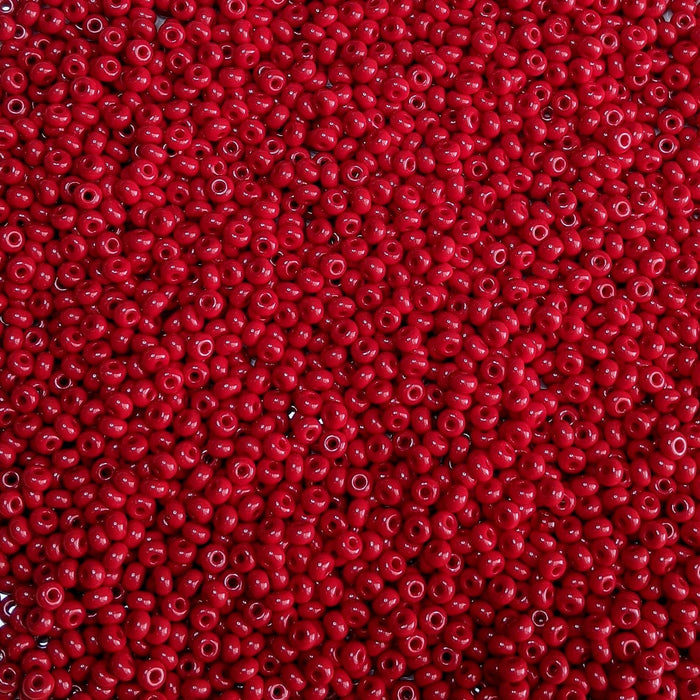 5/0 Opaque Medium Red Czech Glass Seed Beads 20 Grams (5CS23) - Beads and Babble
