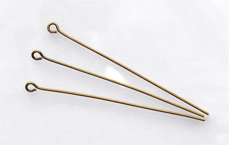 50x0.70mm Antique Brass Finish Metal Eyepins - 22 Gauge - Qty 50 (EYP05) - Beads and Babble